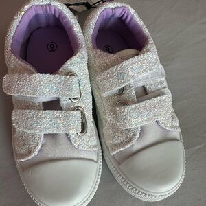 Sparkly White Kids Shoes with Velcro Straps